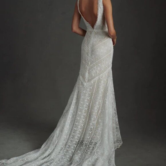 BHLDN Rish Lola gown - boho crochet lace wedding gown with train - Picture 3 of 6